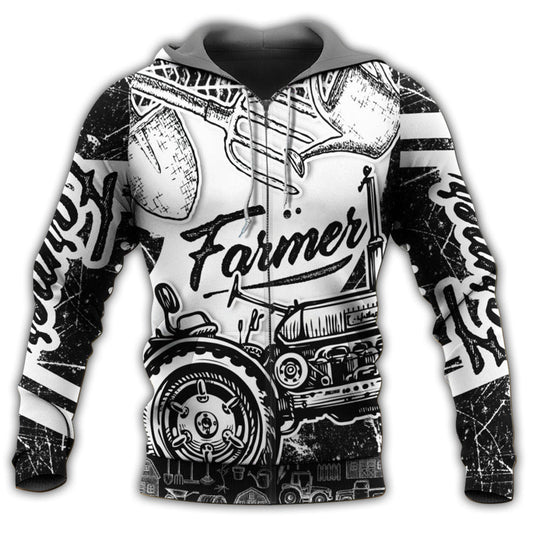 Farmer Black White Classic Style - 3D Hoodie
