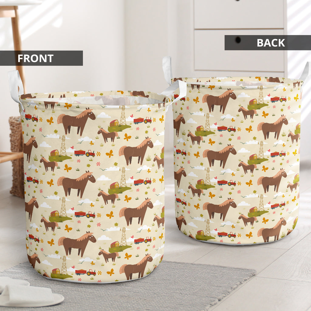 Horse Love My Farm - Laundry Basket - Owls Matrix LTD