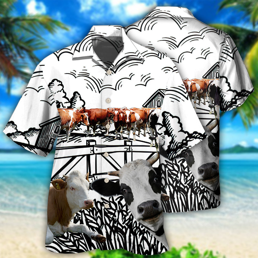 Funny Farm Cow Art Style – Hawaiian Shirt