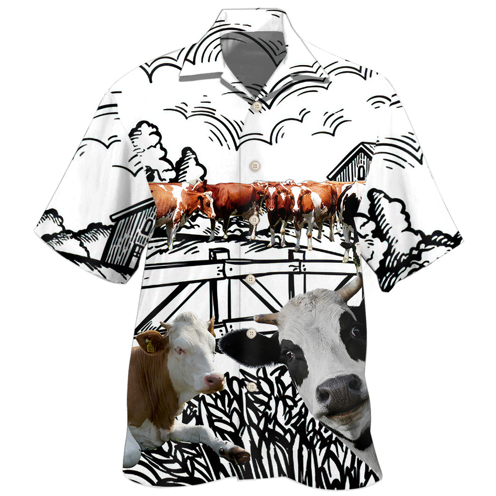 Funny Farm Cow Art Style – Hawaiian Shirt