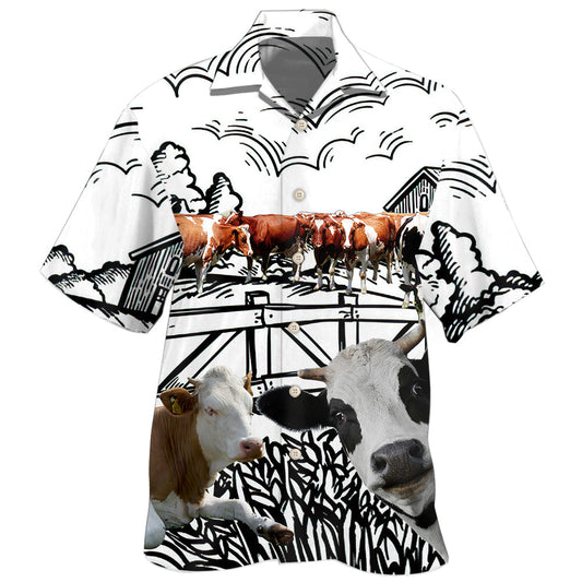 Funny Farm Cow Art Style – Hawaiian Shirt