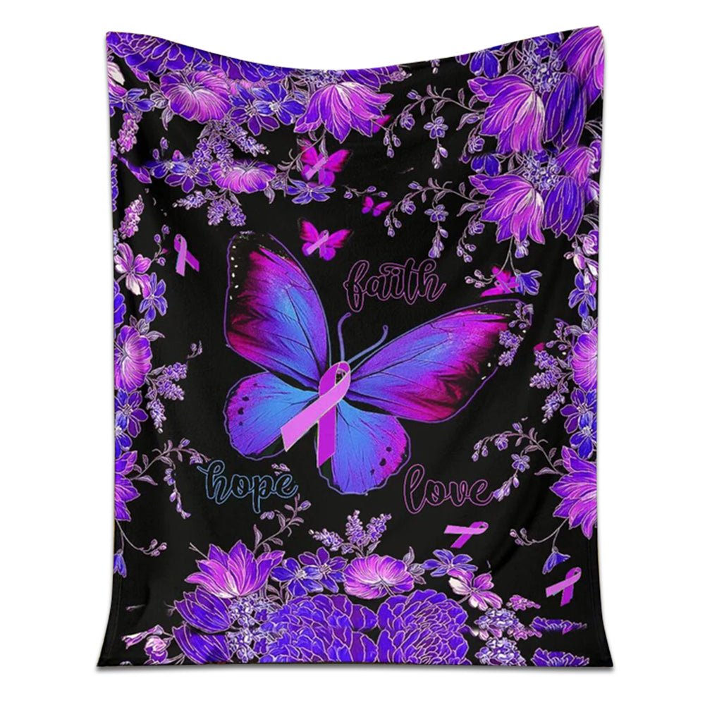 Fibromyalgia Awareness Butterfly 50 x 60 Inch Flannel Blanket For Cozy Bedroom And Sofa Decor
