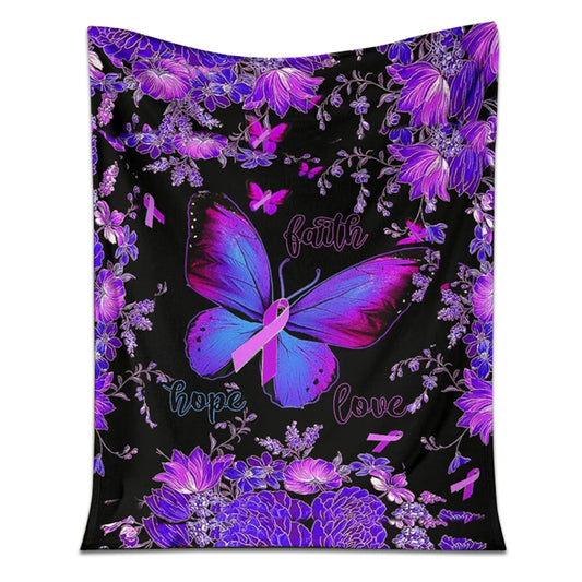 Fibromyalgia Awareness Butterfly 50 x 60 Inch Flannel Blanket For Cozy Bedroom And Sofa Decor