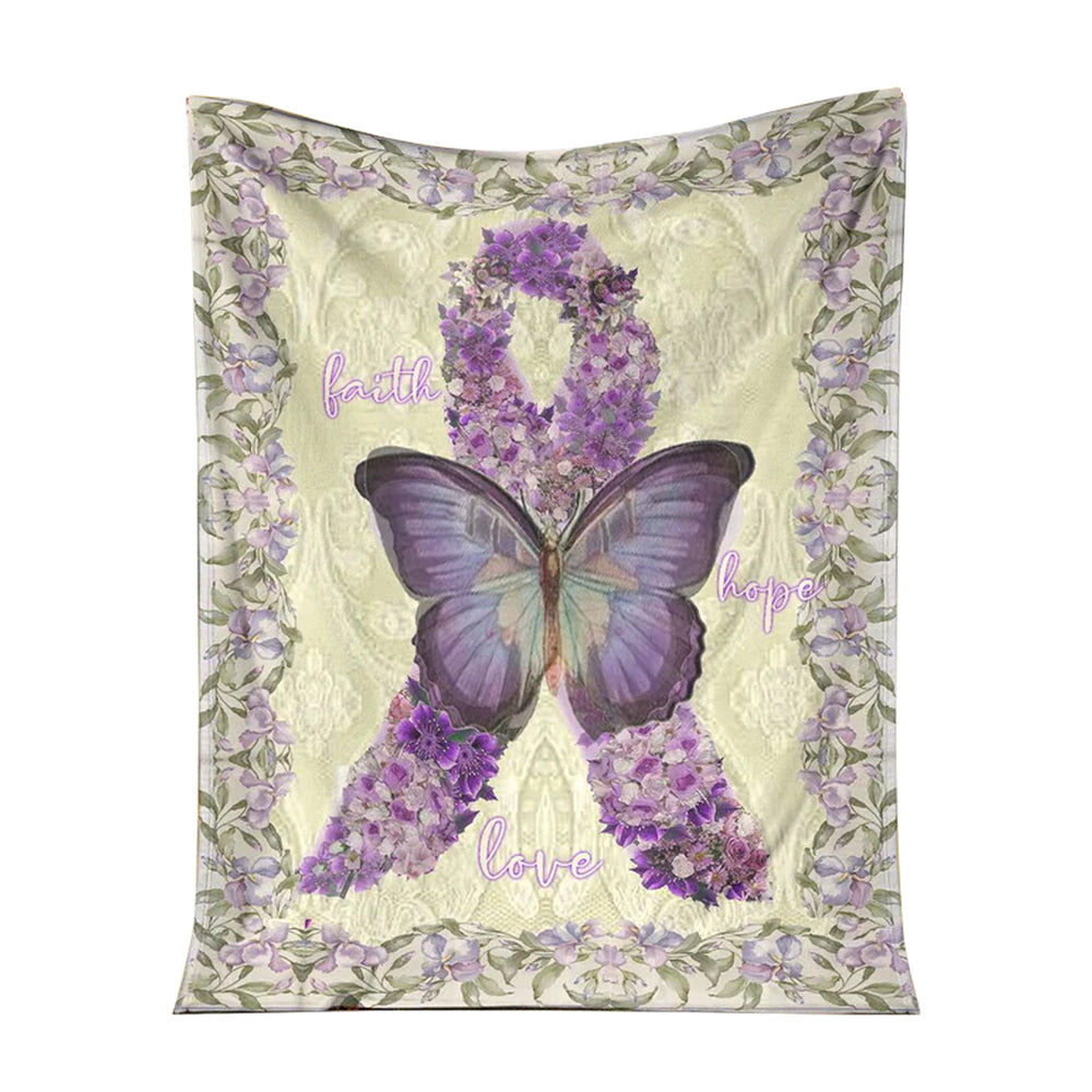 Fibromyalgia Awareness Faith Hope Love 50 x 60 Inch Flannel Blanket For Cozy Bedroom And Sofa Decor