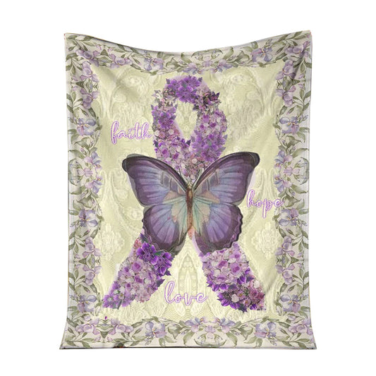 Fibromyalgia Awareness Faith Hope Love 50 x 60 Inch Flannel Blanket For Cozy Bedroom And Sofa Decor