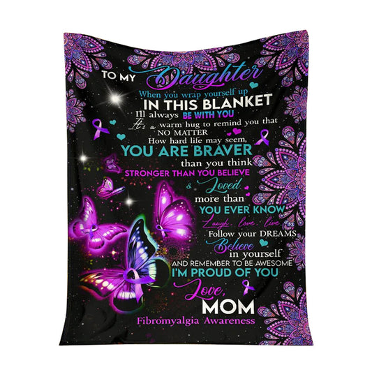 Fibromyalgia Awareness Butterfly 50 x 60 Inch Flannel Blanket For Cozy Bedroom And Sofa Decor