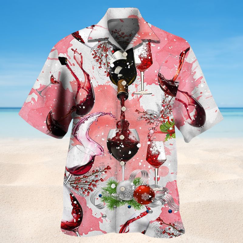Fine Wine On Christmas Style – Hawaiian Shirt