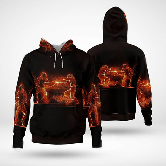 Fire Fencing Sport Art – 3D Hoodie
