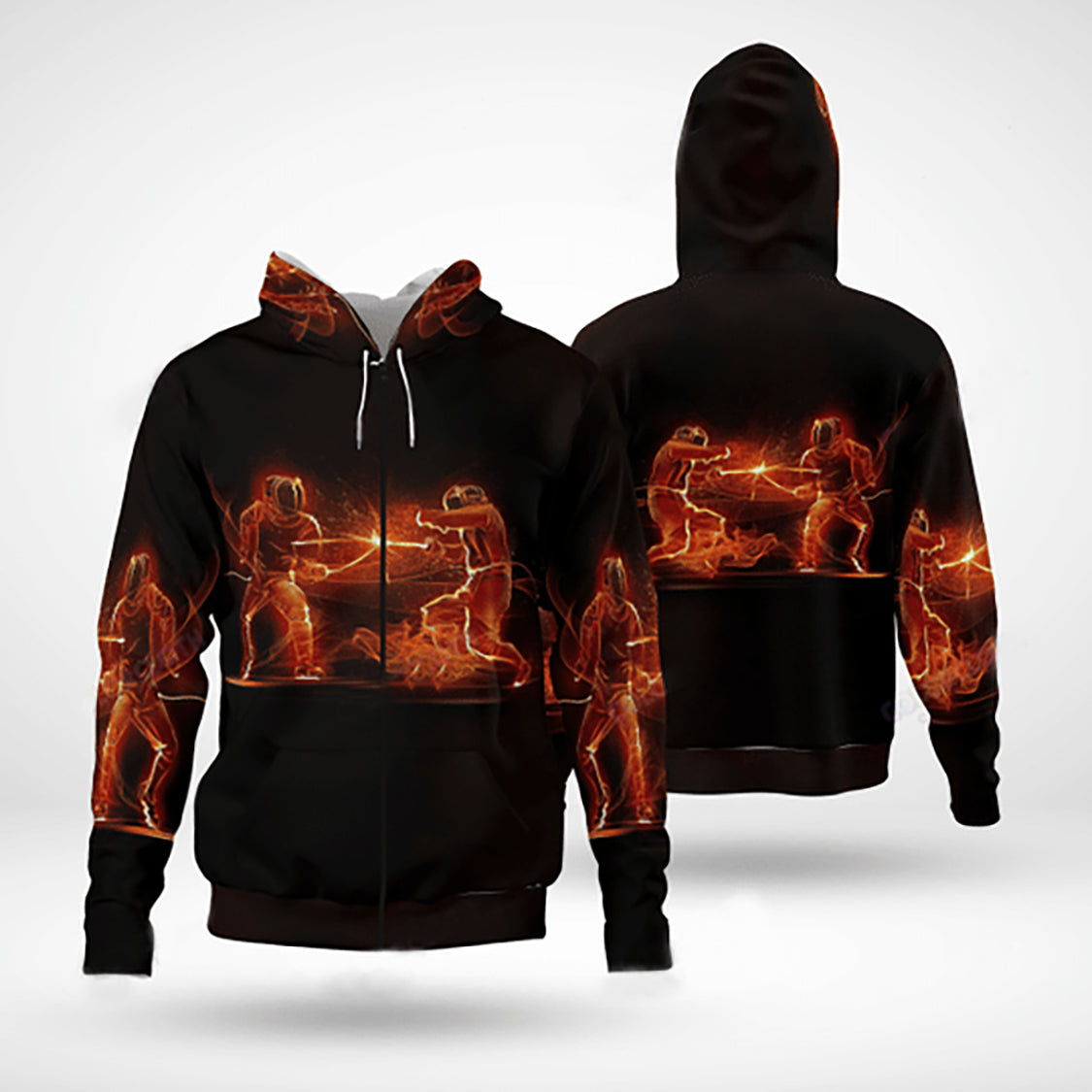 Fire Fencing Sport Art – 3D Hoodie