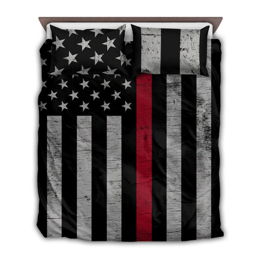 Firefighter Red Line Strength Bedding Cover For Firefighter Bedroom Decor