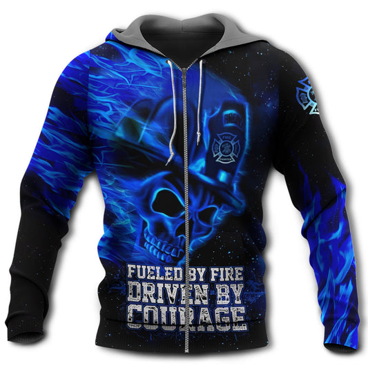 Firefighter Blue Skull Style - 3D Hoodie