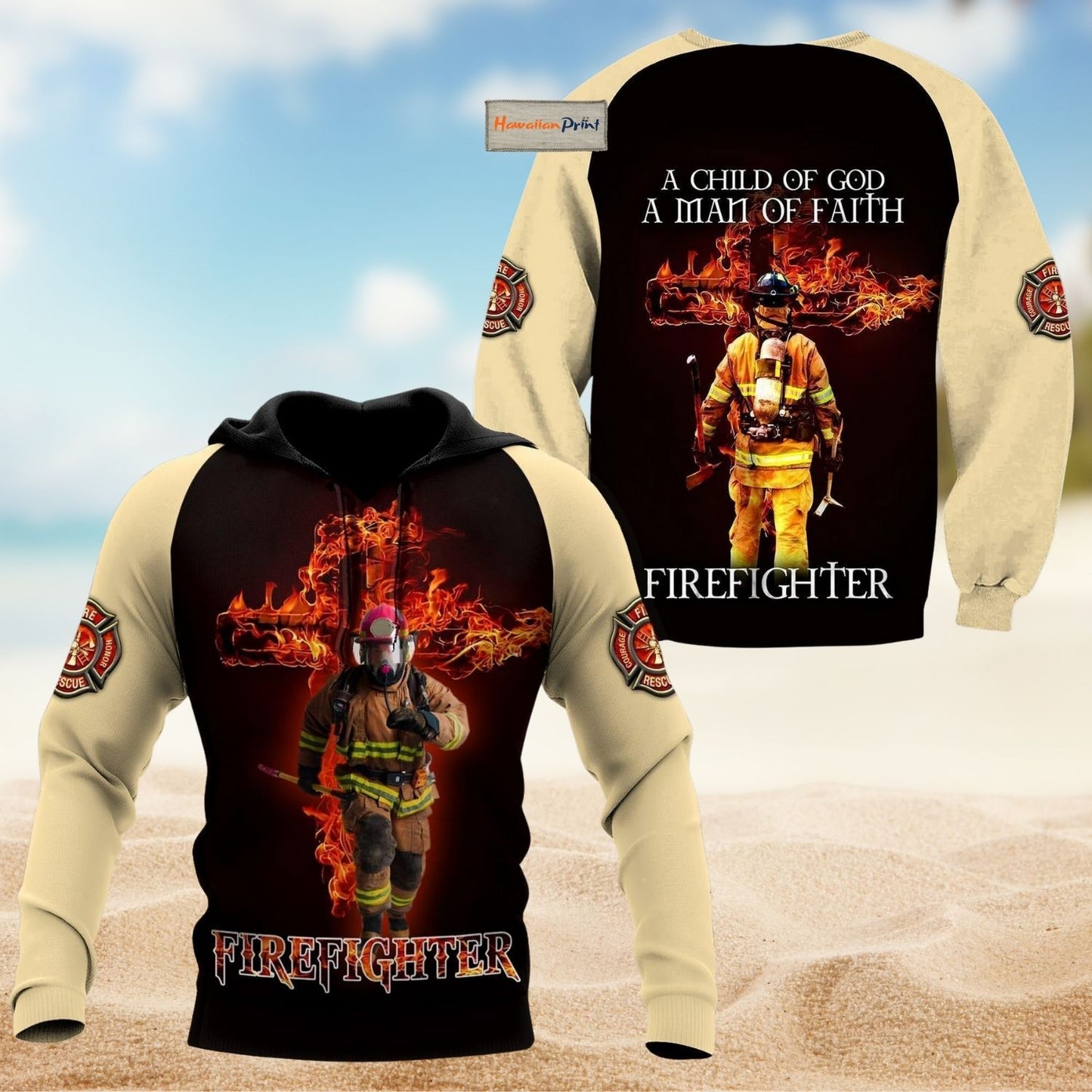 Firefighter Faith Courage Strength - 3D Hoodie