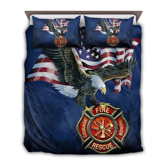 American Eagle Firefighter Love Bedding Cover For Nature Bedroom Decor