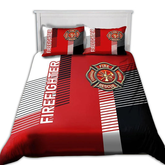 Sweet Firefighter Symbol Bedding Cover For Firefighter Bedroom Decor