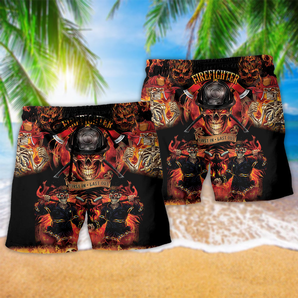 Firefighter Red Black Style – Beach Short
