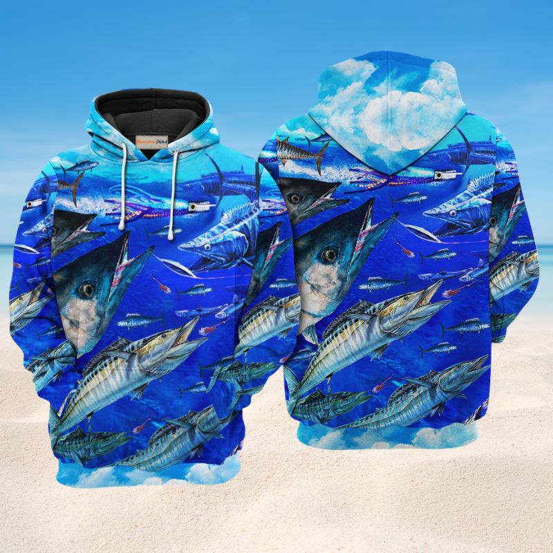Fish Love Ocean Blue Art – 3D Hoodie