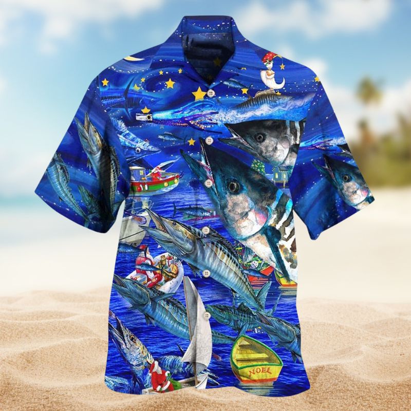 Fish Love Ocean Blue Christmas – Hawaiian Shirt