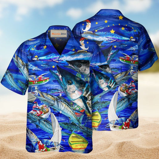 Fish Love Ocean Blue Christmas – Hawaiian Shirt