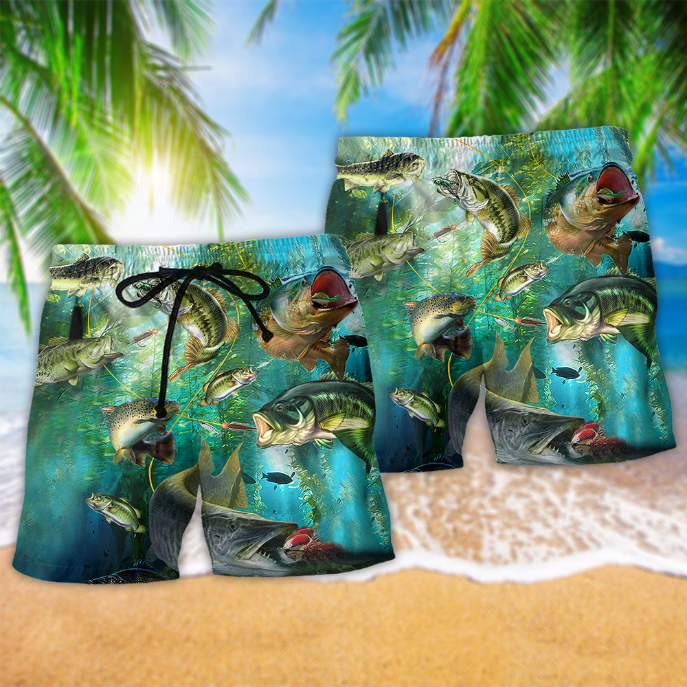 Fish More Worry Less Blue - Beach Short