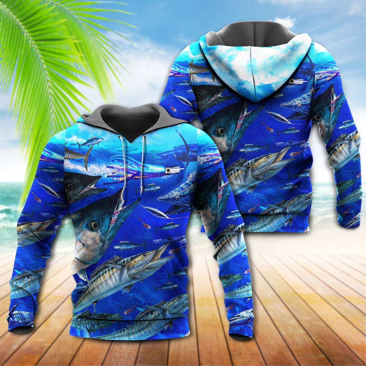 Fish Love Ocean Blue Art – 3D Hoodie2