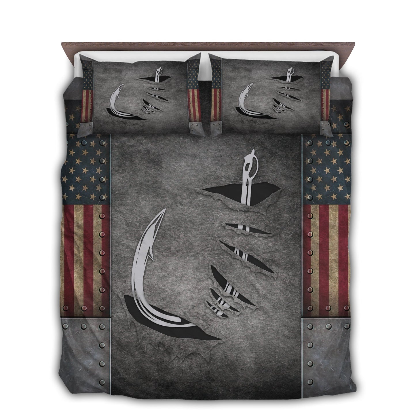Fishing Hook Metal Bedding Cover For Outdoor Lover Bedroom Decor
