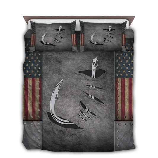 Fishing Hook Metal Bedding Cover For Outdoor Lover Bedroom Decor