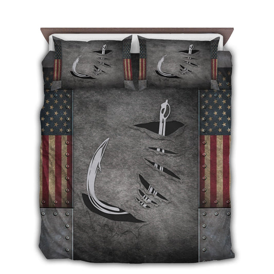 American Fishing Hook Bedding Cover For Outdoor Lover Bedroom Decor