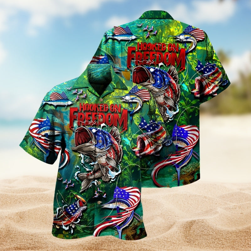 Fishing Hooked On Freedom Limited Edition – Hawaiian Shirt