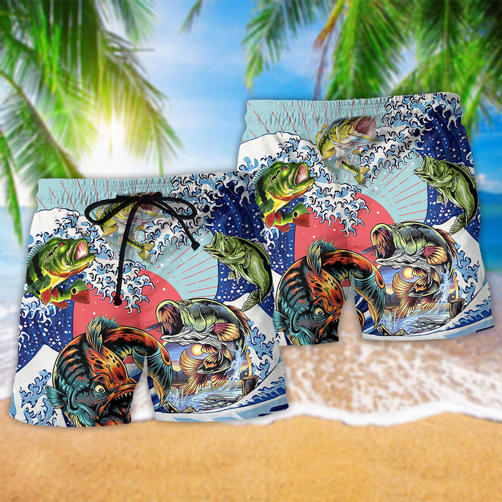 Fishing Life Ocean Wave Art – Beach Short