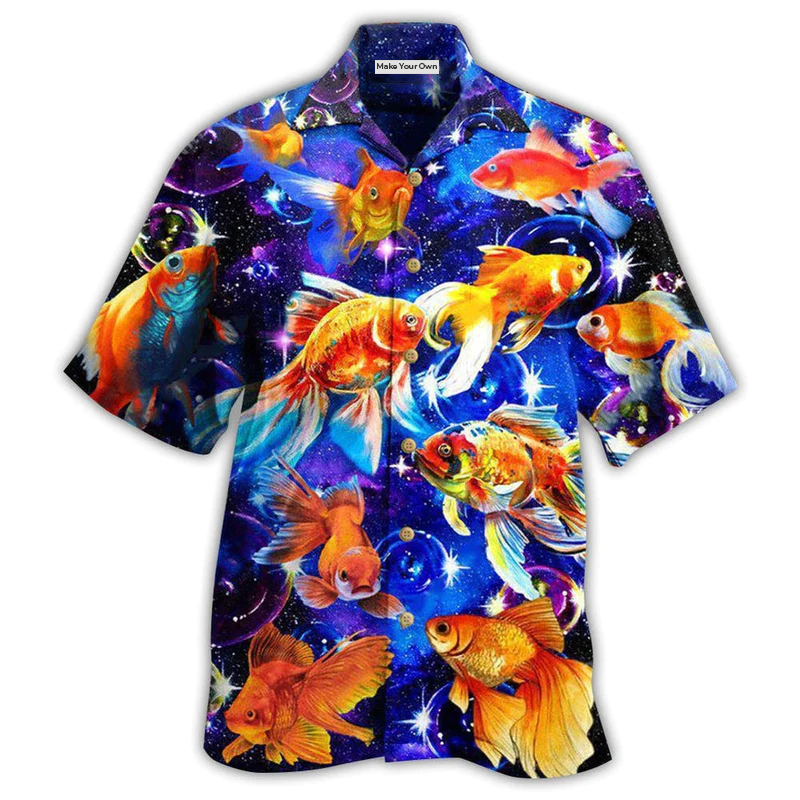 Hawaiian Shirt / Adults / S Fish Goldfish In The Galaxy - Hawaiian Shirt - Reefox