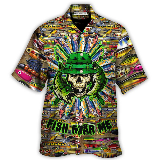 Fishing Just A Man Loves Fishing Skull Cool - Hawaiian Shirt - Reefox
