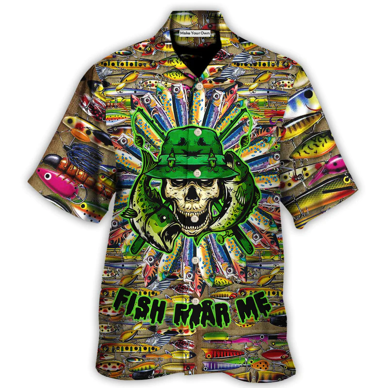 Fishing Just A Man Loves Fishing Skull Cool - Hawaiian Shirt - Reefox