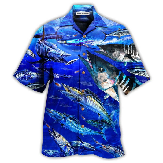 Hawaiian Shirt / Adults / S Fishing Love Blue Ocean - Hawaiian Shirt - Reefox