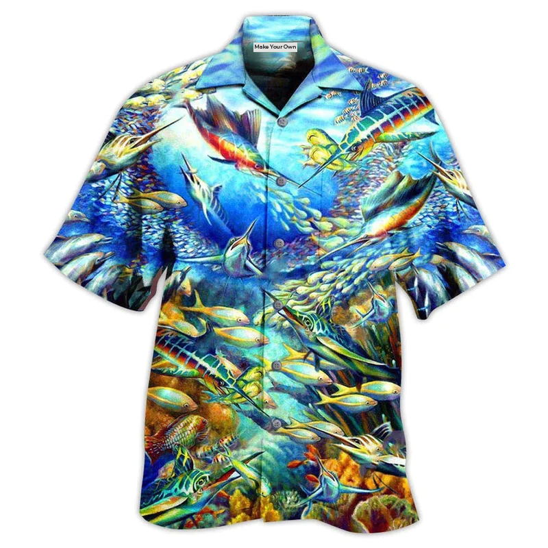 Hawaiian Shirt / Adults / S Ocean Marine Biology Swordfish - Hawaiian Shirt - Reefox