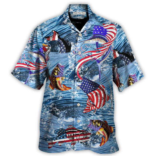Fishing Hard America Cool - Hawaiian Shirt - Reefox