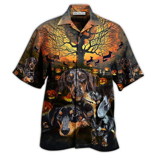 Hawaiian Shirt / Adults / S Dachshund Halloween Night Pumpkin - Hawaiian Shirt - Reefox
