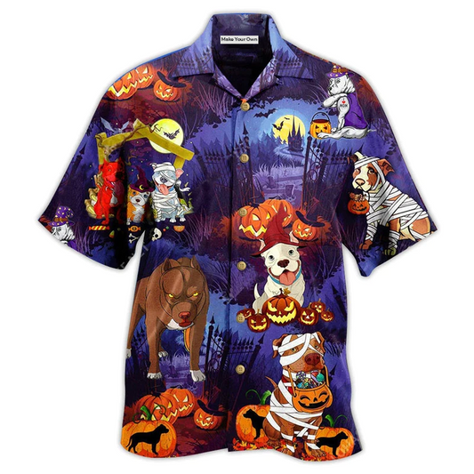 Hawaiian Shirt / Adults / S Halloween Dogs Night Scary - Hawaiian Shirt - Reefox