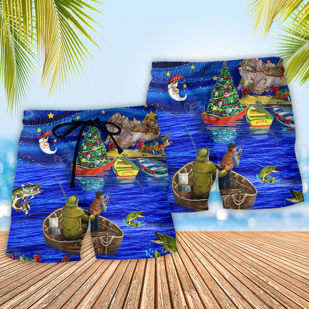 Fishing Lover Christmas Night Art – Beach Short