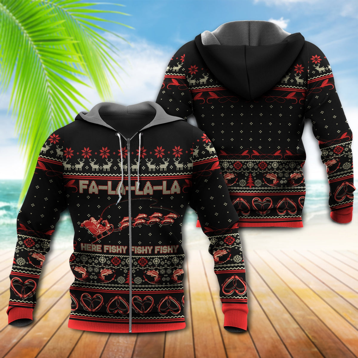 Fishing Merry Christmas Fishy Art – 3D Hoodie