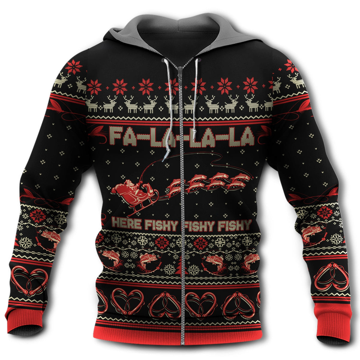 Fishing Merry Christmas Fishy Art – 3D Hoodie