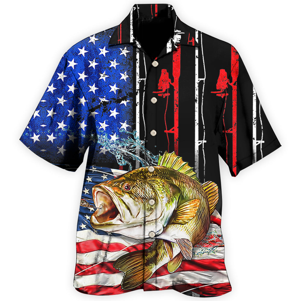 Patriotic Fishing USA Flag Style - Hawaiian Shirt