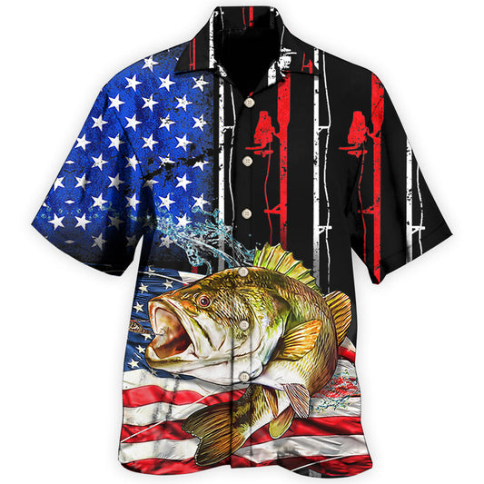 Patriotic Fishing USA Flag Style - Hawaiian Shirt