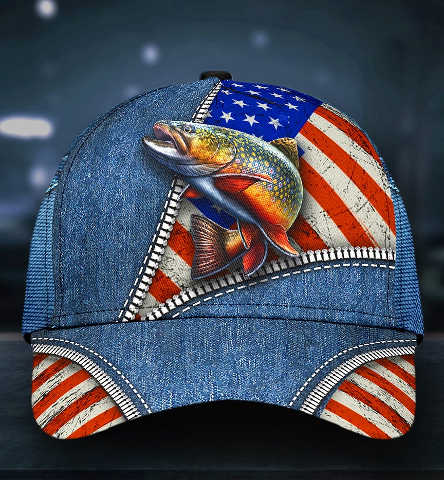 Fishing Zipper American Flag – Classic Cap