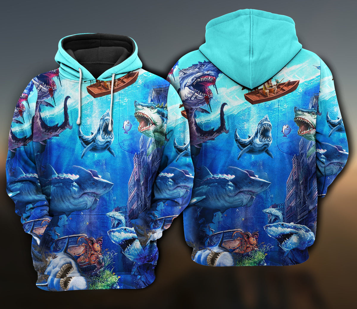 Fishing Shark And Boat Art – 3D Hoodie