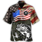 Retro Fishing USA Flag Flying - Hawaiian Shirt
