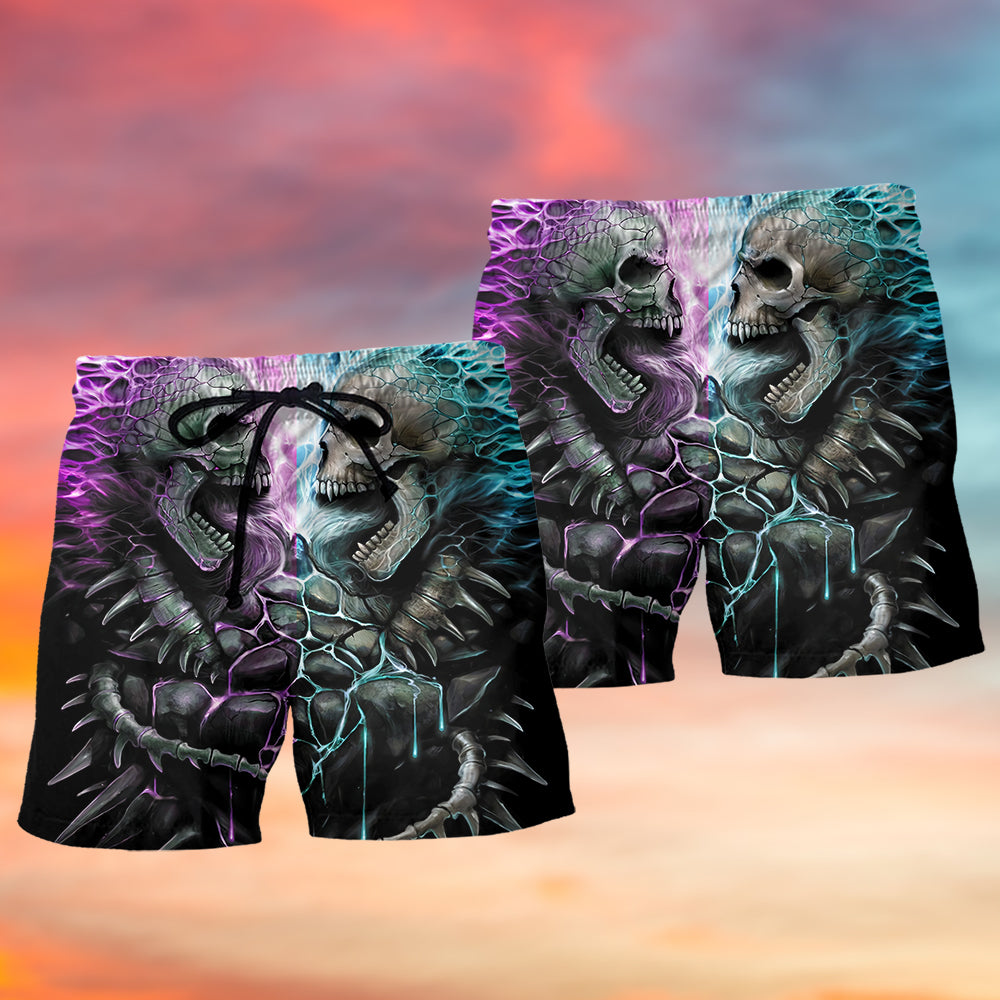 Skull Flaming Skull Style - Beach Short - Owls Matrix LTD