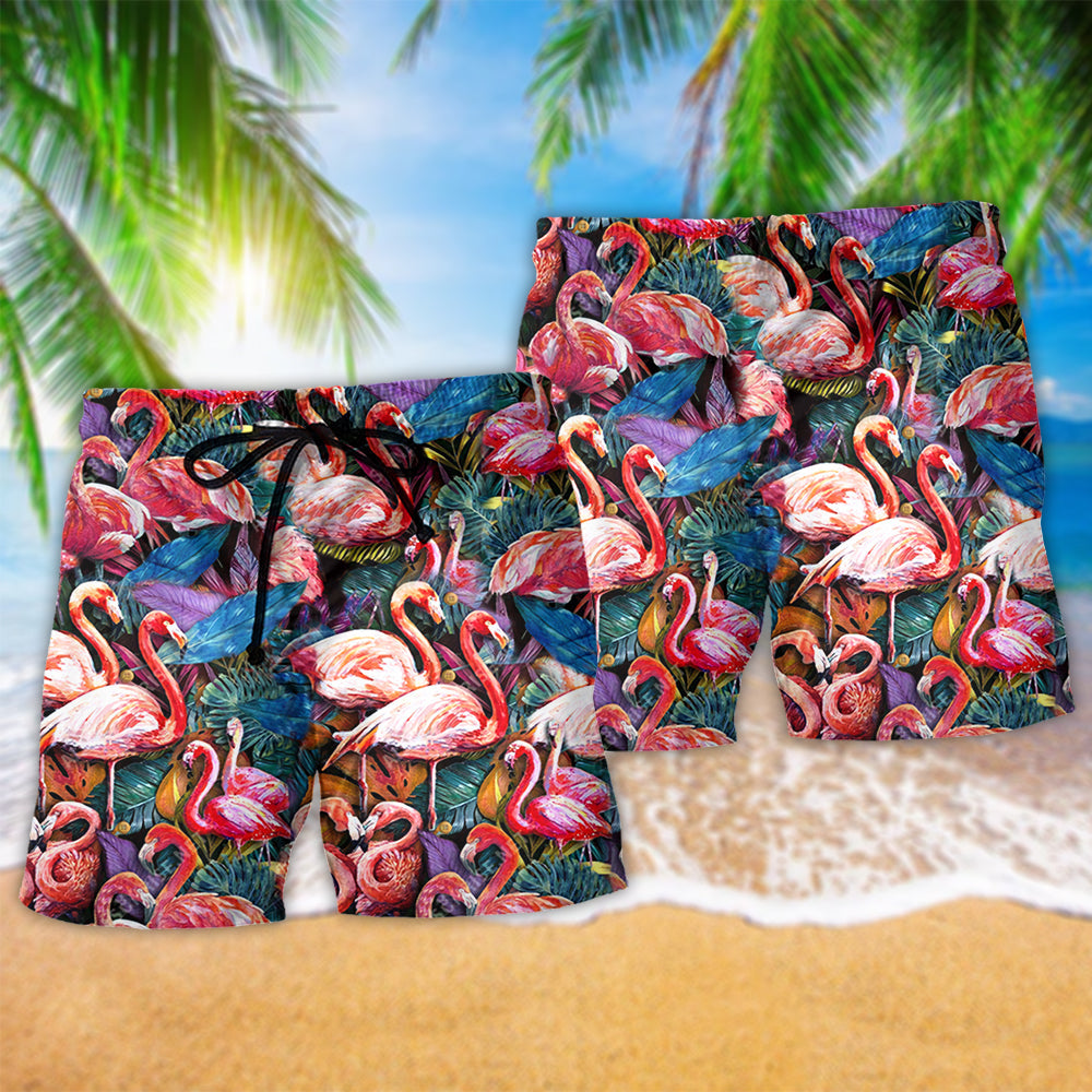 Colorful Flamingo Tropical Summer Art – Beach Short