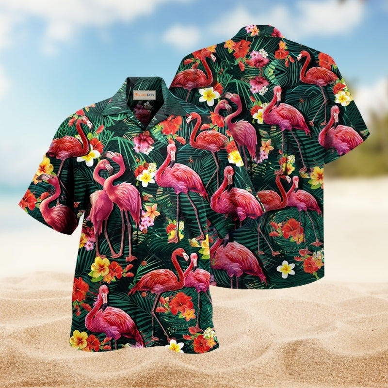 Flamingo Couple Love Flowers Limited Edition – Hawaiian Shirt