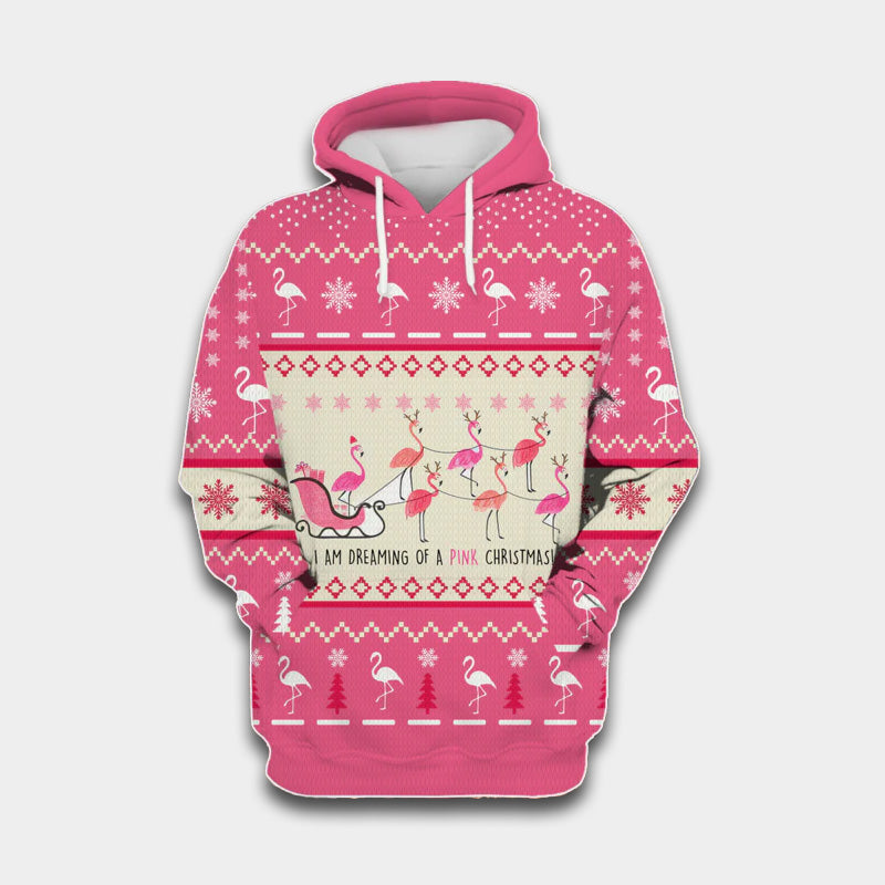 Flamingo Holiday Pink Art – 3D Hoodie
