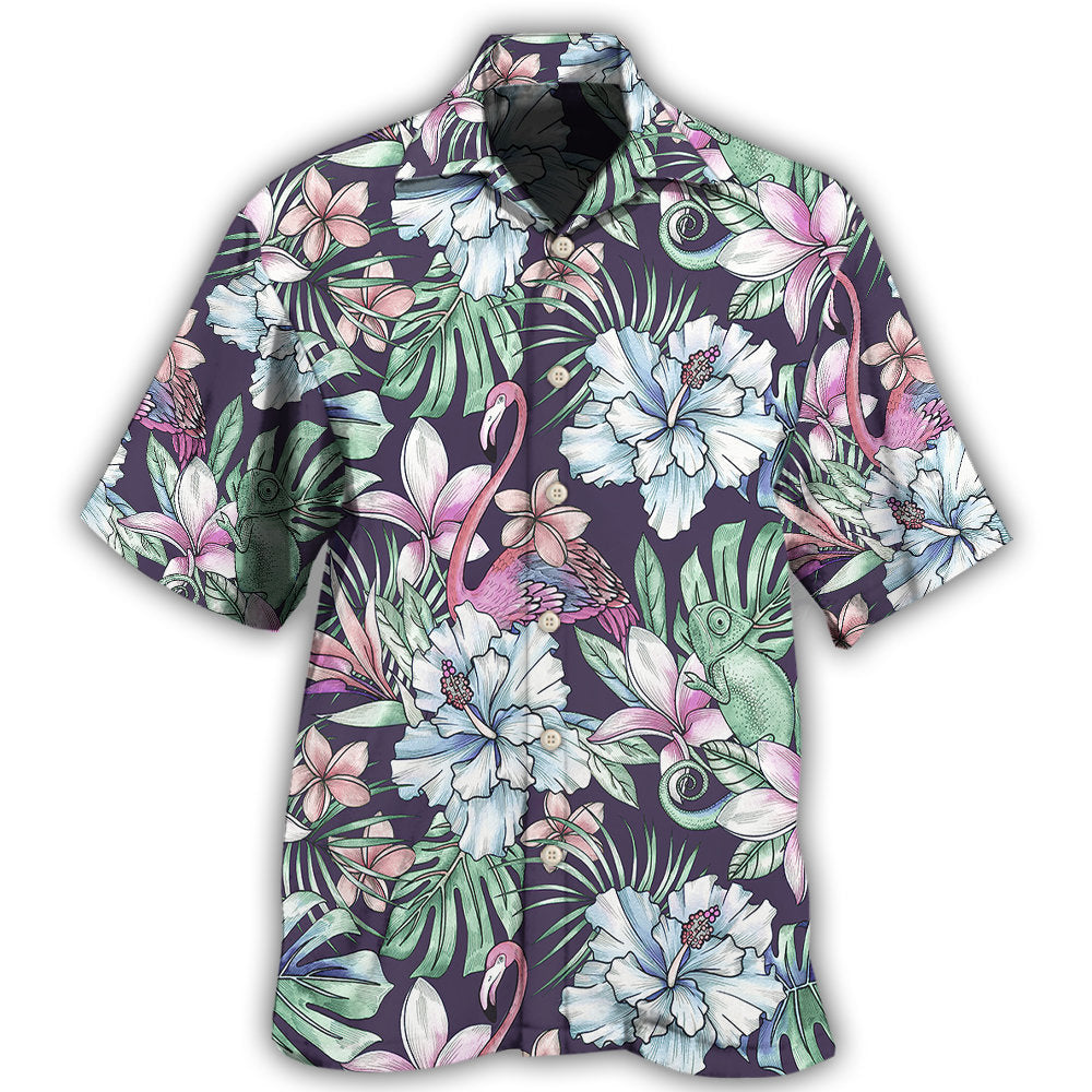 Flamingo Lizard Hibiscus Summer Love - Hawaiian Shirt